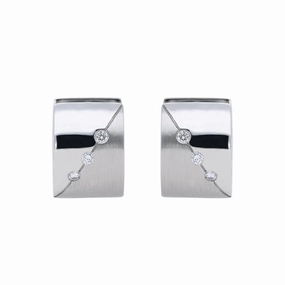 9ct White Gold Diamond Brilliant Cut Hoop Earrings