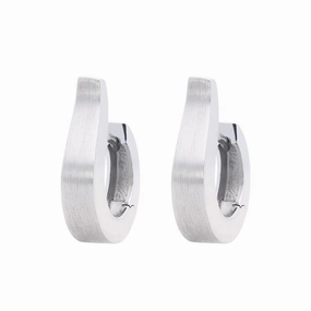 9ct White Gold Satin Finish Hoop Earrings D