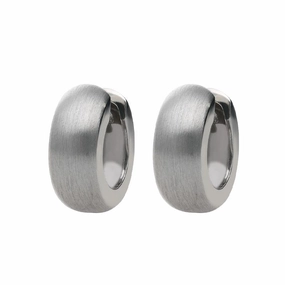 9ct White Gold Satin Hoop Earrings