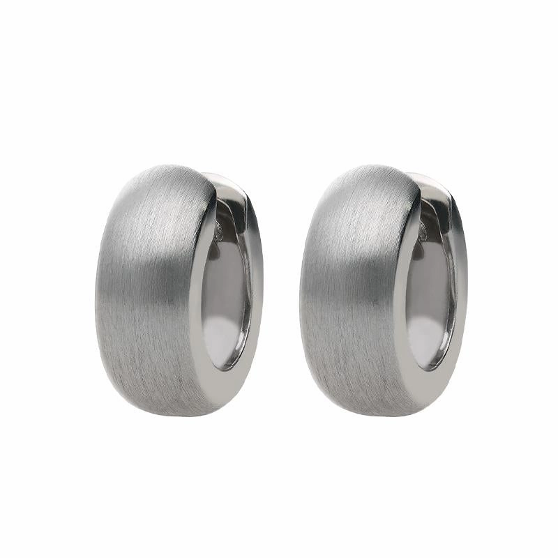 9ct White Gold Satin Hoop Earrings