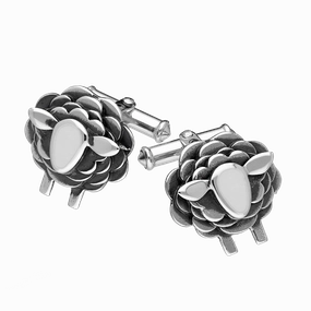 9ct White Gold Sheep Cufflinks