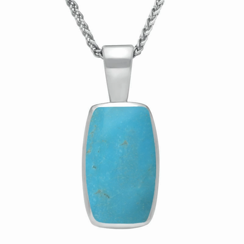 9ct White Gold Turquoise Barrel Shaped Necklace