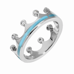 9ct White Gold Turquoise Diamond Tiara Band Ring