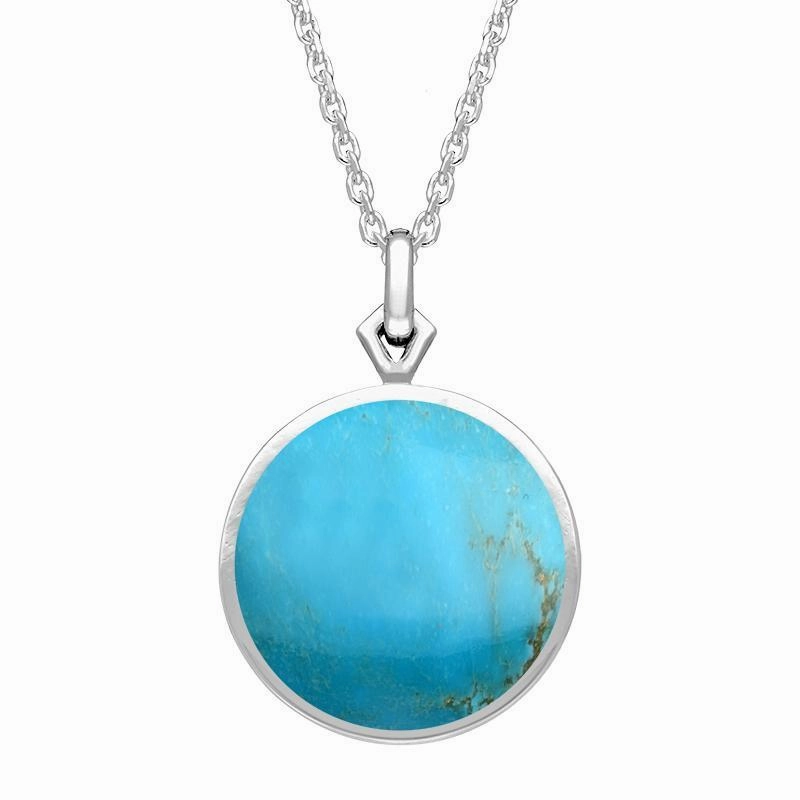 9ct White Gold Turquoise Flore Filigree Necklace