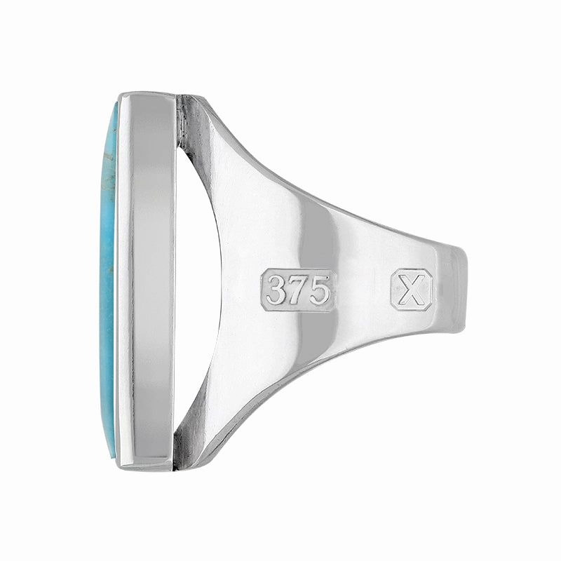 9ct White Gold Turquoise Hallmark Medium Square Ring
