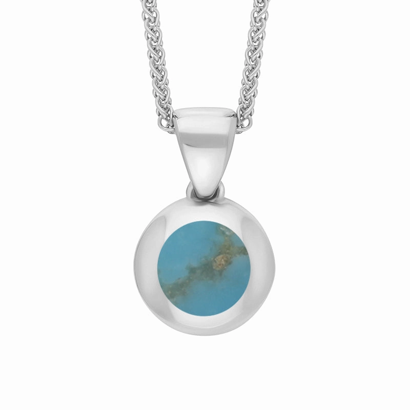 9ct White Gold Turquoise Heart Disc Necklace