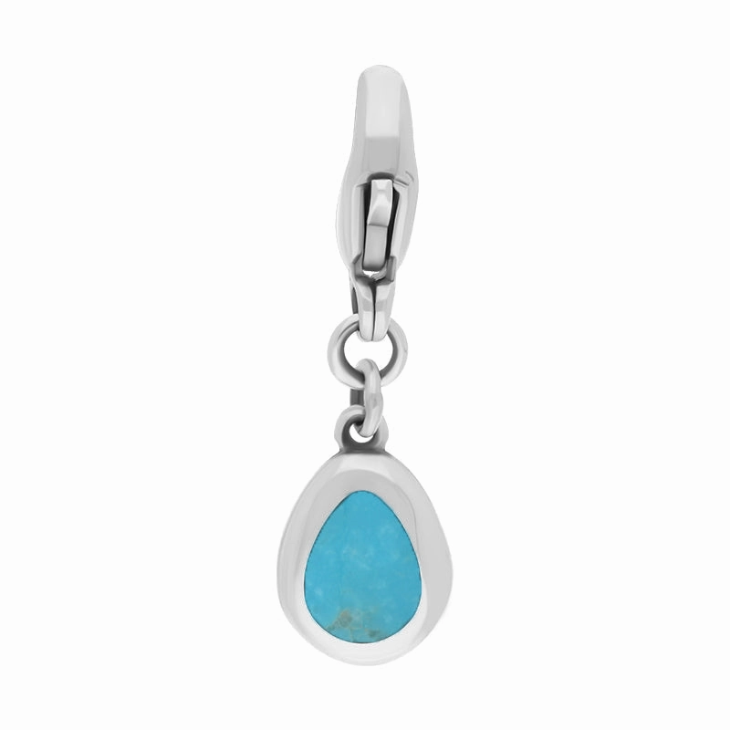9ct White Gold Turquoise Pear Shaped Cross Clip Charm