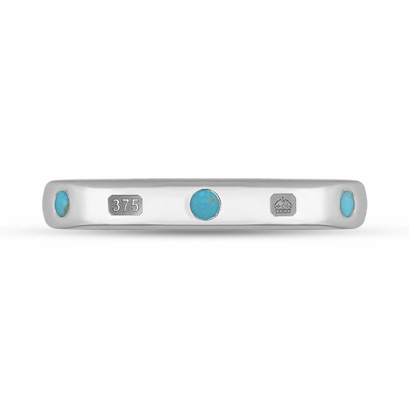 9ct White Gold Turquoise Queen's Jubilee Hallmark 6mm Ring D