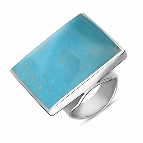 9ct White Gold Turquoise Queen's Jubilee Hallmark Large Square Ring D