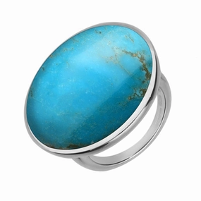 9ct White Gold Turquoise Round Ring D