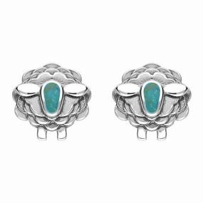 9ct White Gold Turquoise Sheep Stud Earrings