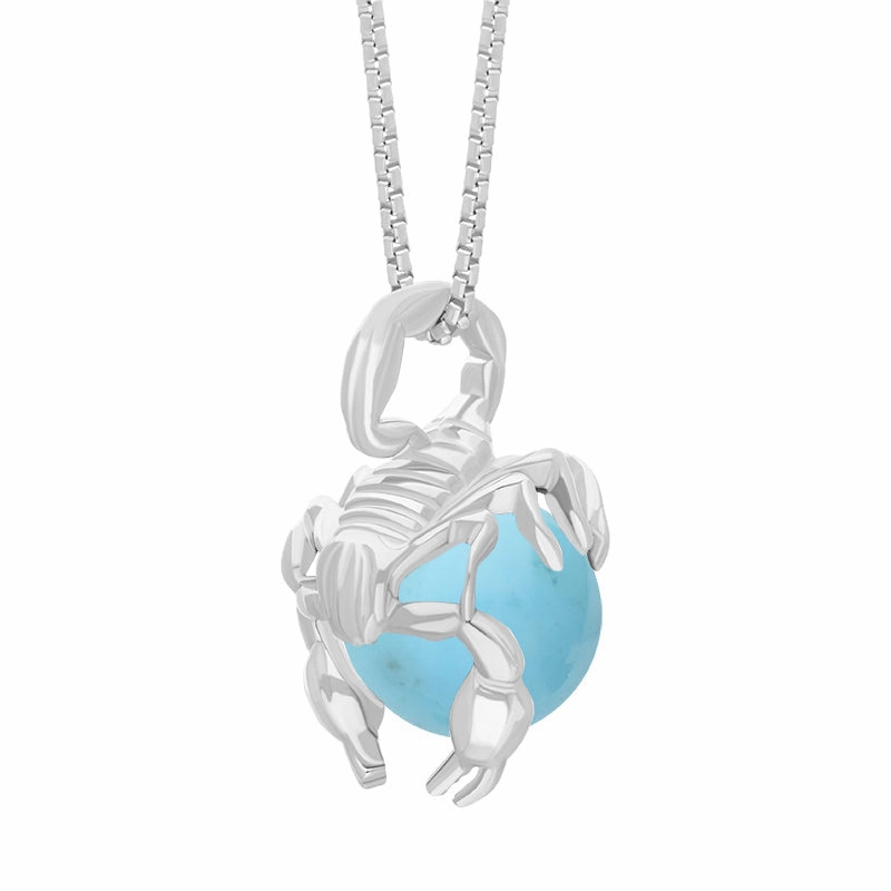 9ct White Gold Turquoise Zodiac Scorpio 9mm Bead Pendant