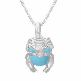 9ct White Gold Turquoise Zodiac Scorpio 9mm Bead Pendant