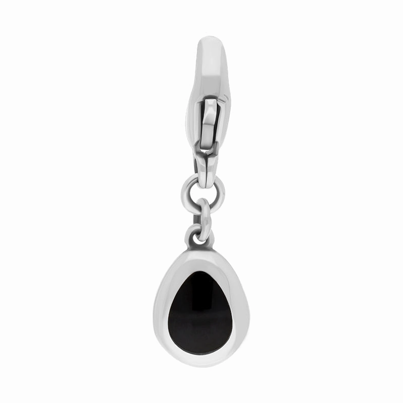 9ct White Gold Whitby Jet Pear Shaped Cross Clip Charm