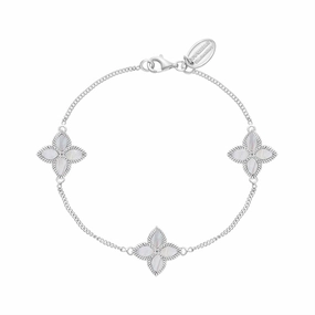 9ct White Gold White Mother of Pearl Eden Marquise Flower Bracelet