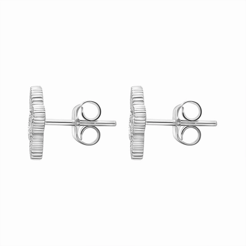 9ct White Gold White Mother of Pearl Eden Marquise Flower Stud Earrings
