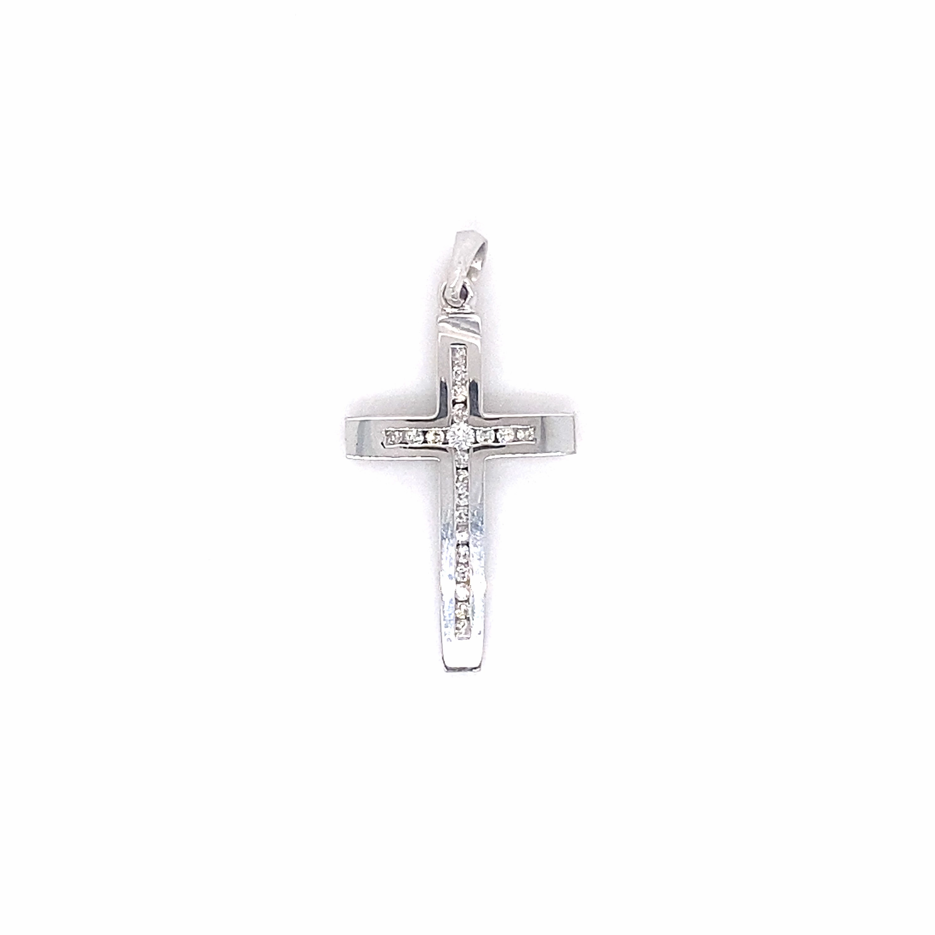 9ct Whitegold Diamond Channel-Set Cross Pendant