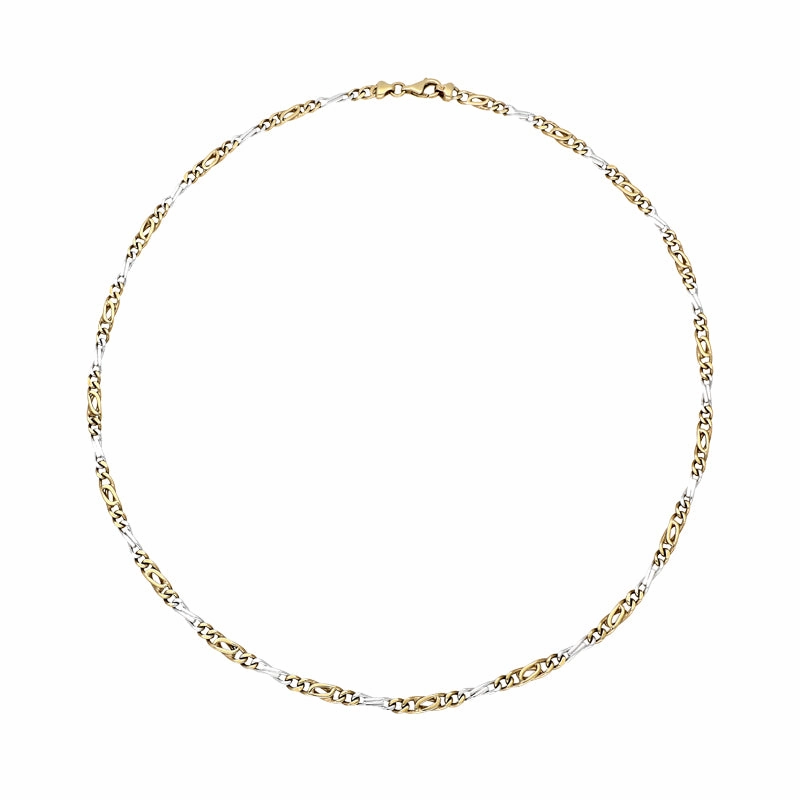 9ct Yellow and White Gold Chain Necklace