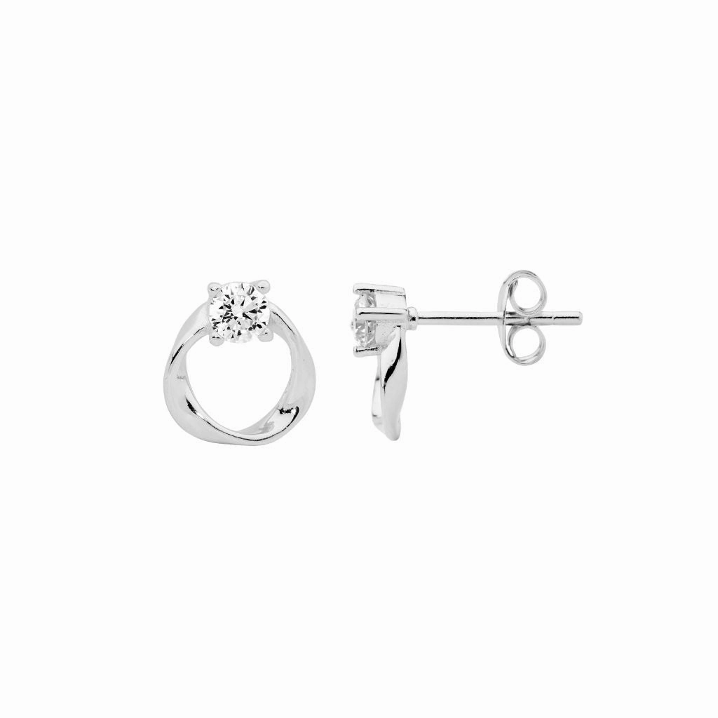 9mm Open Circle Earrings w/ WH CZ - 3 colours