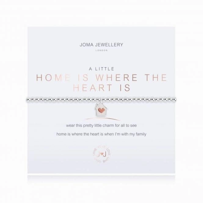 A Little Home Is Where The Heart Is Silver Rose Gold 17.5cm Stretch Bracelet 3206