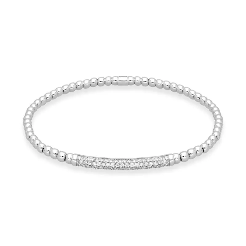 Al Coro 18ct White Gold 0.42ct Brilliant Cut Diamond Stretch Bracelet