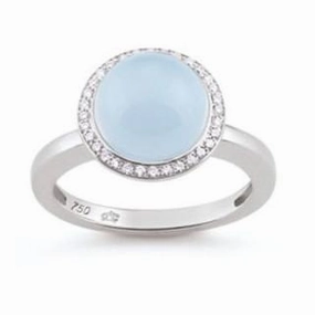Al Coro Amici 18ct White Gold Topaz Diamond Pave Set Ring