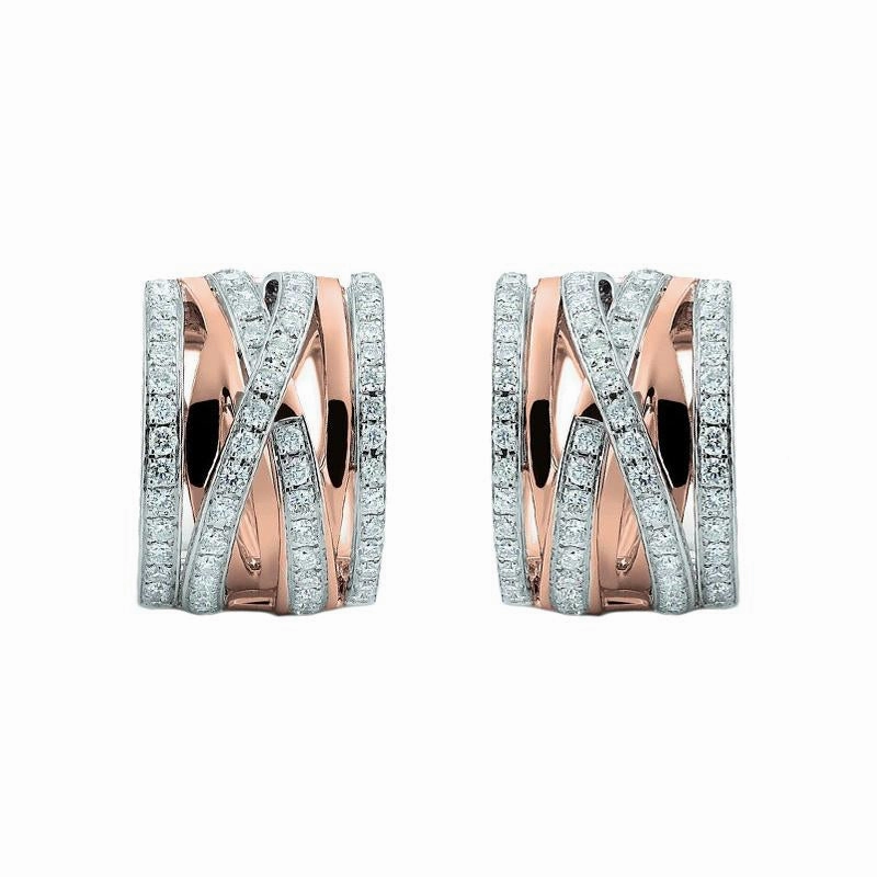 Al Coro Serenata 18ct Rose Gold 0.83ct Diamond Crossover Earrings
