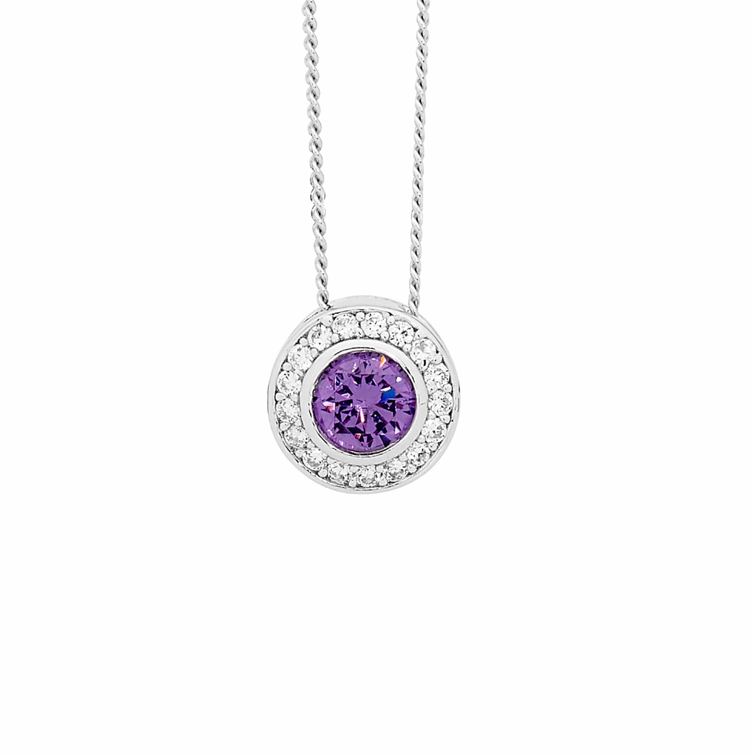 Amethyst CZ with White CZ Claw Surroundings - Pendant & Earring