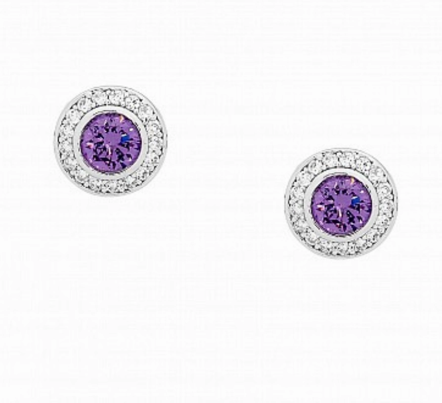 Amethyst CZ with White CZ Claw Surroundings - Pendant & Earring