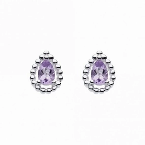 Amethyst Teardrop Bead Stud Earrings 37828AM