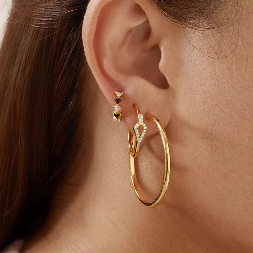 Ania Haie Gold Cubic Zirconia Geometric Hoops E059-17G