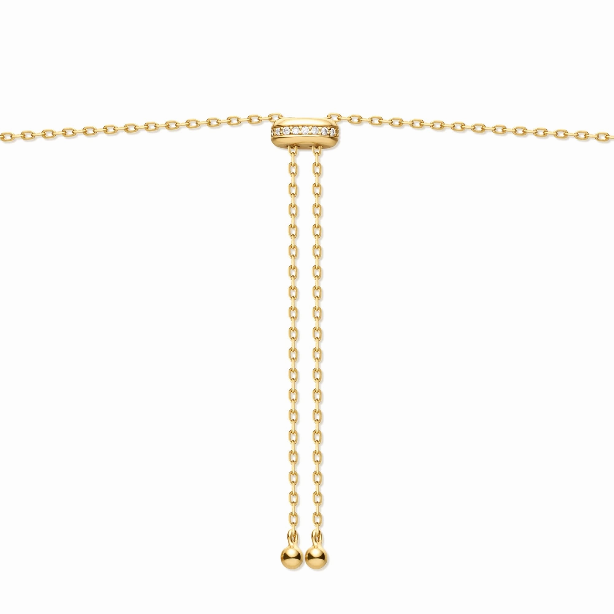 Ania Haie Gold Freshwater Pearl White Cubic Zirconia Bezel Set Slider Necklace N058-06G