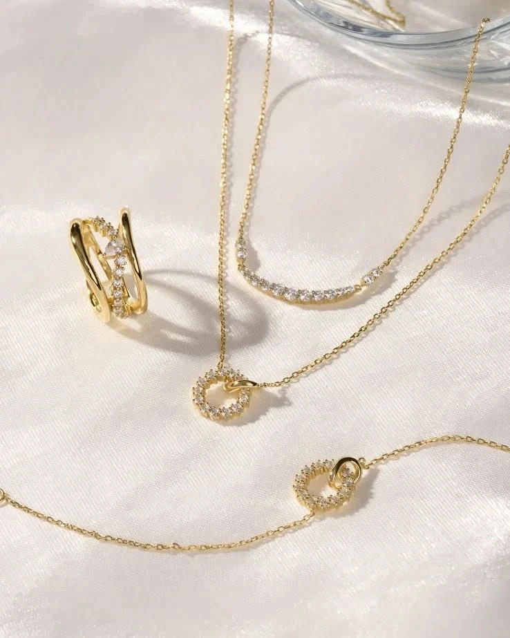 Ania Haie Gold Interlinked Circles Pav Necklace N056-01G