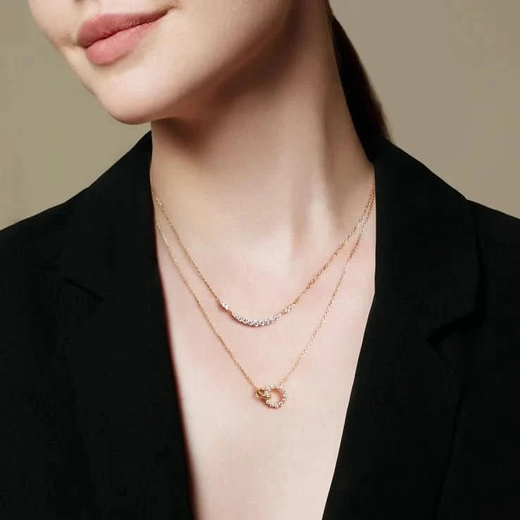 Ania Haie Gold Interlinked Circles Pav Necklace N056-01G