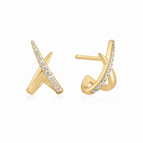 Ania Haie Gold Kiss Polished Pav Studs E057-03G