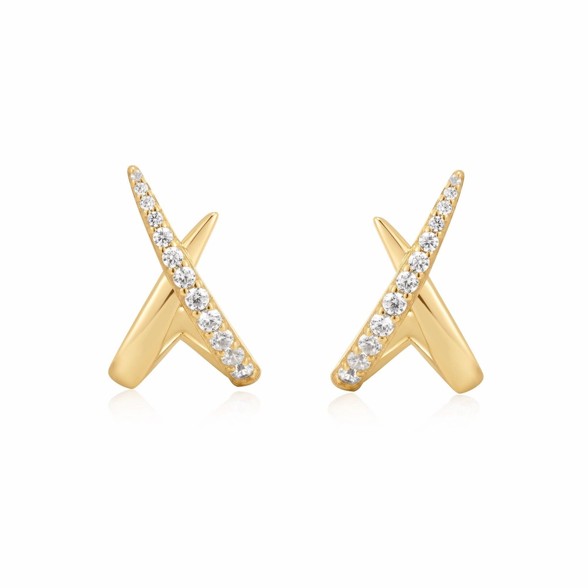 Ania Haie Gold Kiss Polished Pav Studs E057-03G