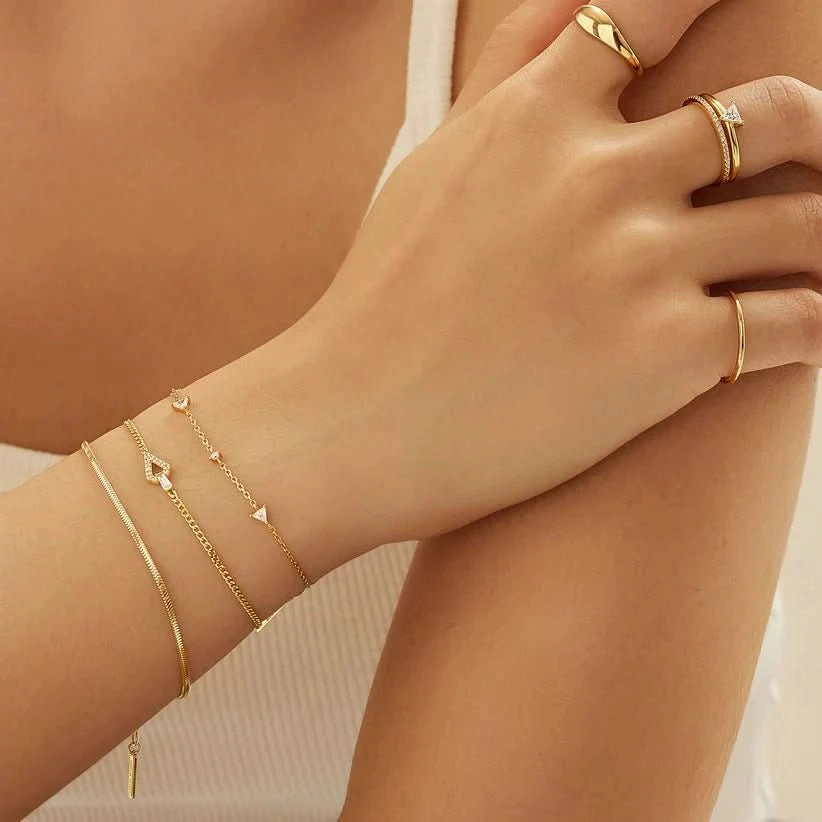 Ania Haie Gold Triangular Cubic Zirconia Station Bracelet B059-03G