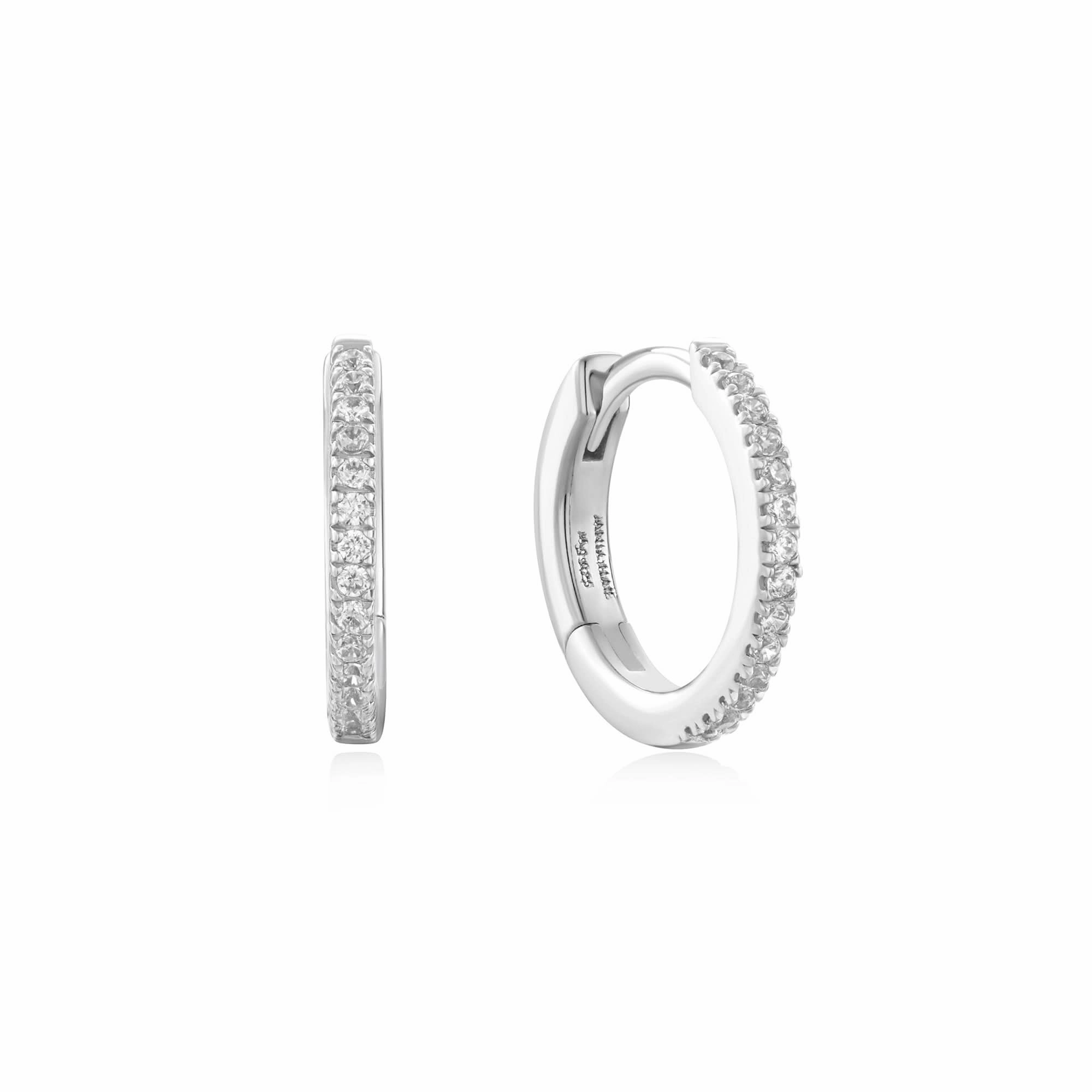 Ania Haie Silver Classic Pav Huggies E060-02H