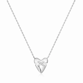 Ania Haie Silver Heart Kiss Pav Necklace N057-02H
