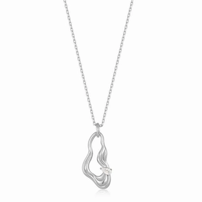 Ania Haie Silver Twisted Wave Drop Pendant Necklace N050-01H