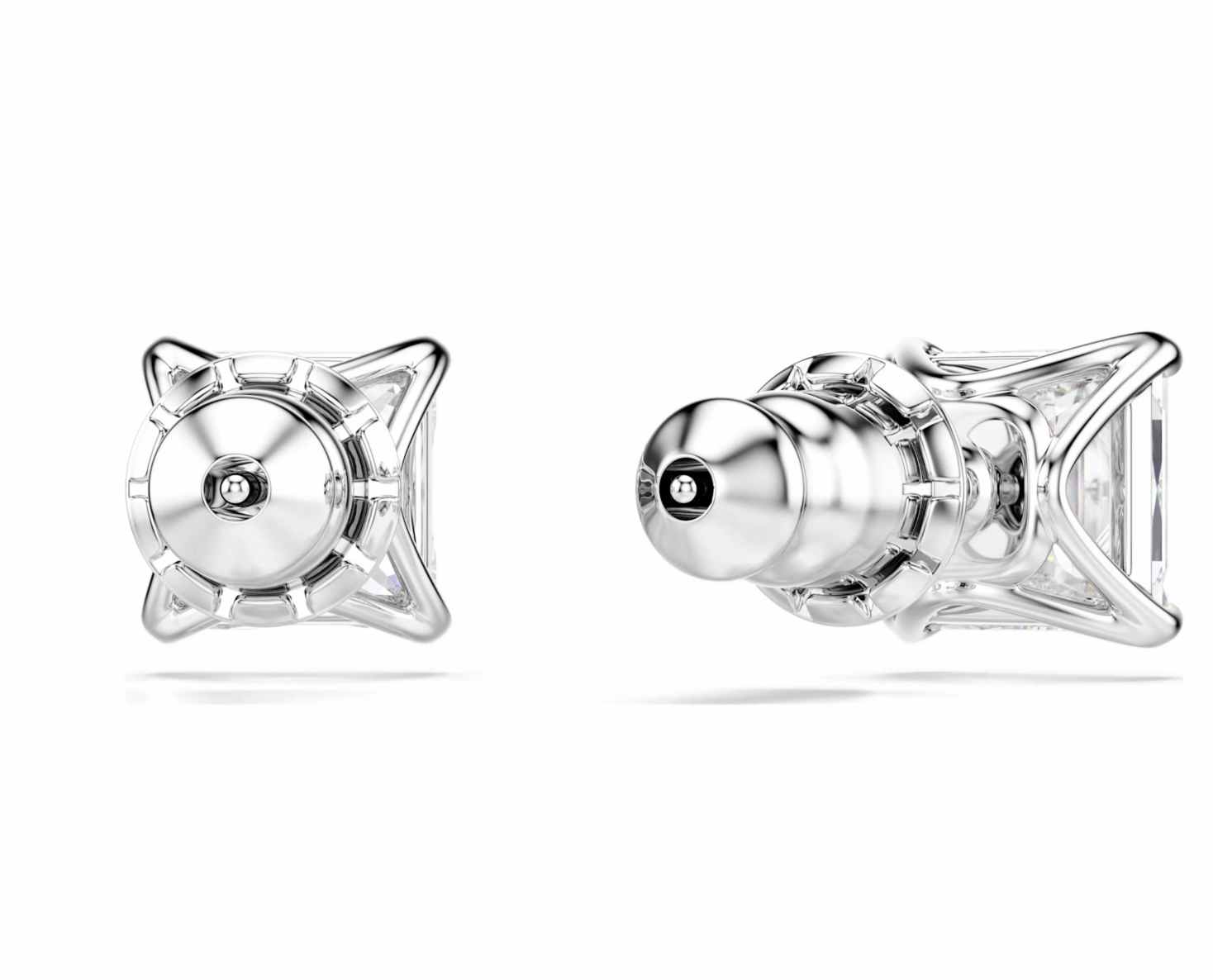 Attract Square White Silver Stud Earrings