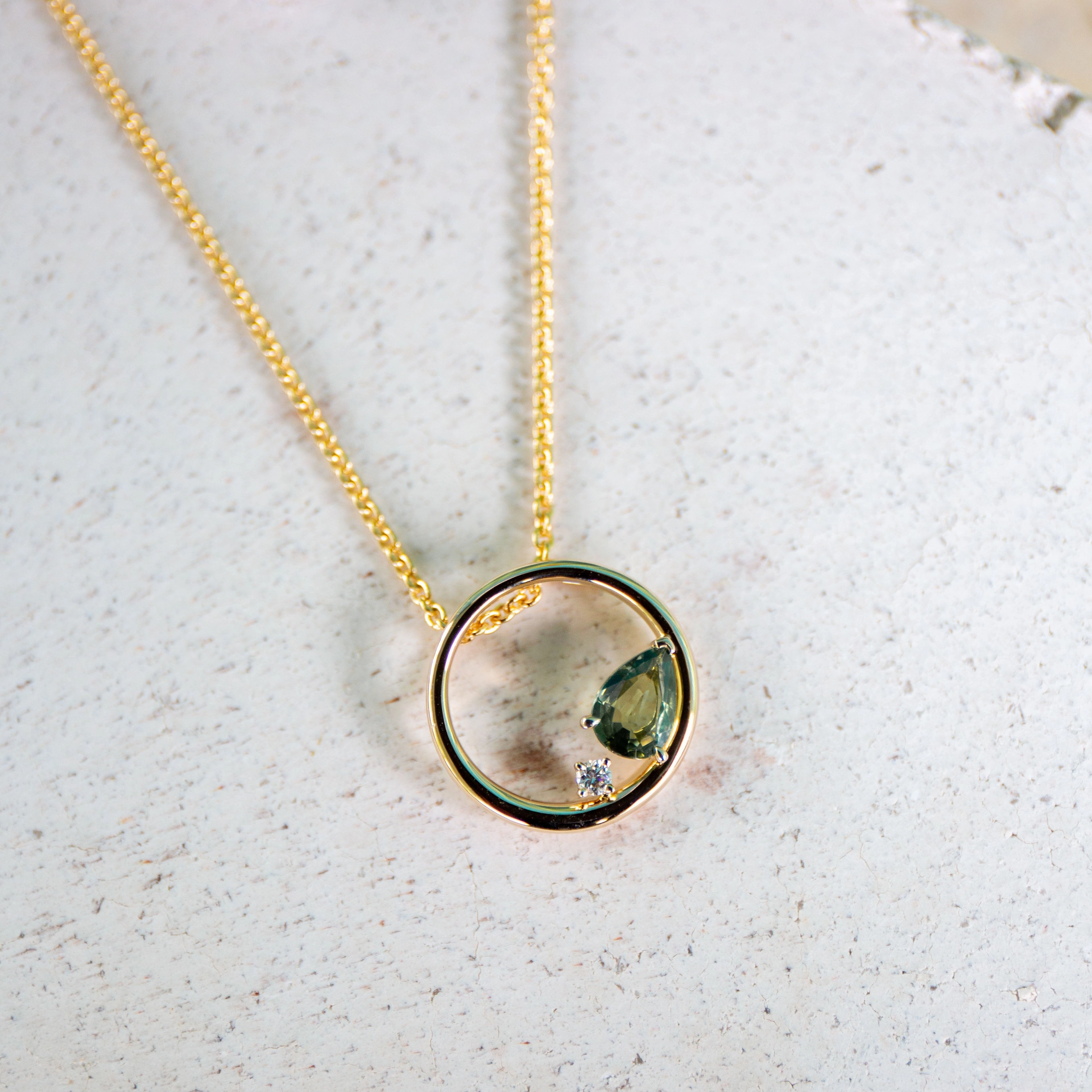 Aura Sapphire Diamond Open Circle Necklace