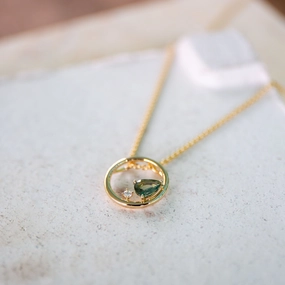 Aura Sapphire Diamond Open Circle Necklace