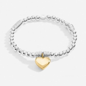 Bar Heart Silver & Gold Plated 17.5cm Bracelet 7211