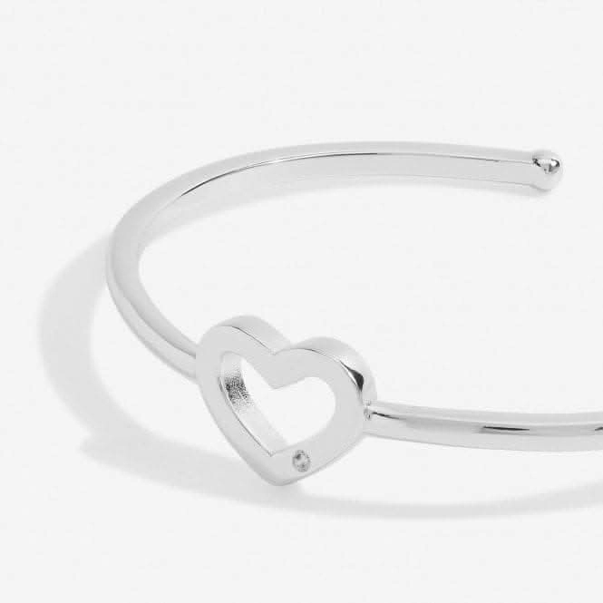 Bar Heart Silver Plated 6cm Inside Diameter Bangle 7209