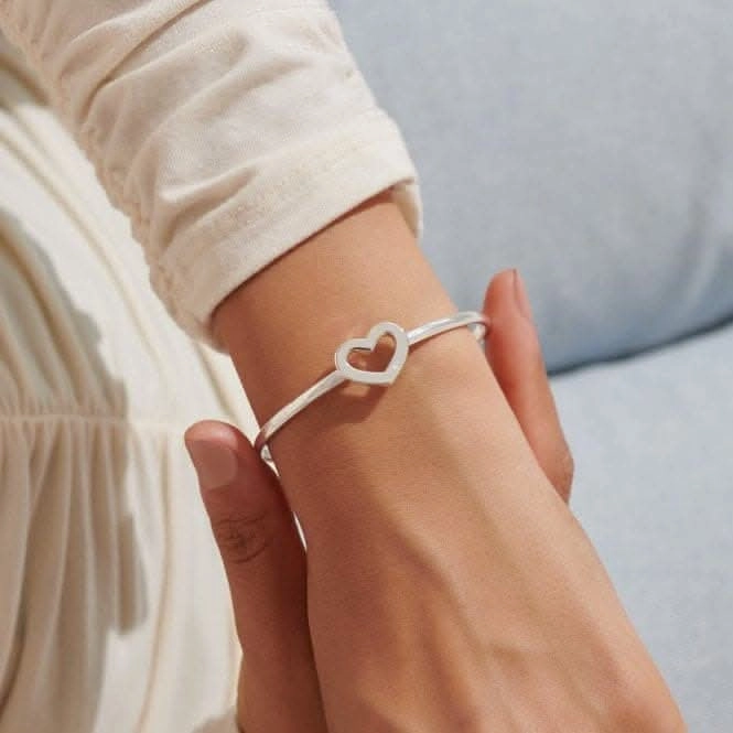 Bar Heart Silver Plated 6cm Inside Diameter Bangle 7209