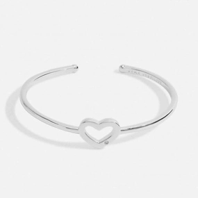 Bar Heart Silver Plated 6cm Inside Diameter Bangle 7209
