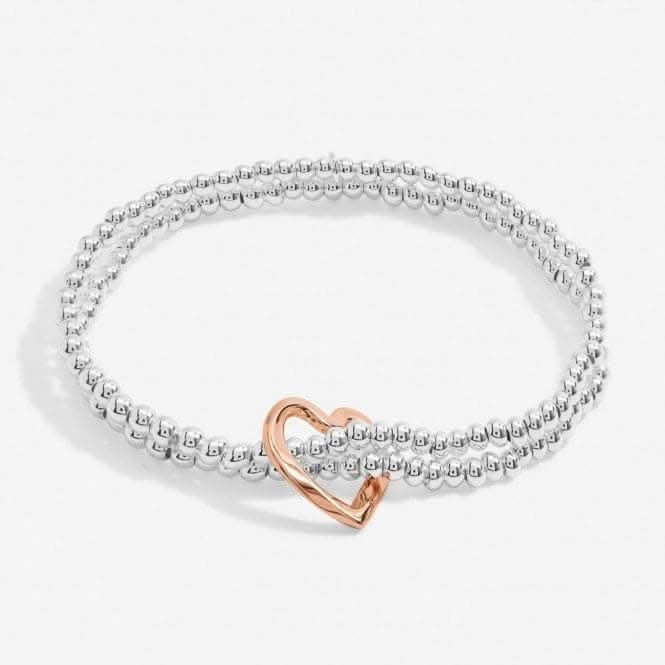 Bar Twist Heart Silver & Rose Gold Plated 17.5cm Bracelet 7206