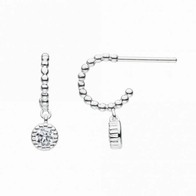 Beaded with Zirconia 11mm Stud Hoop Earrings 5375CZ