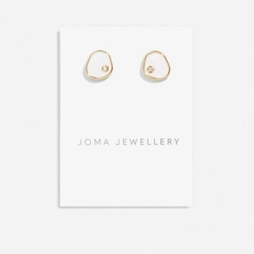 Beau White Enamel Gold Plated Stud Earrings 7119